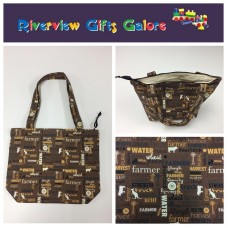 Medium Tote Bag with Zip- Farmers Fighting Spirit - Words Medium Tote Bag with Zip- Farmers Fighting Spirit - Words